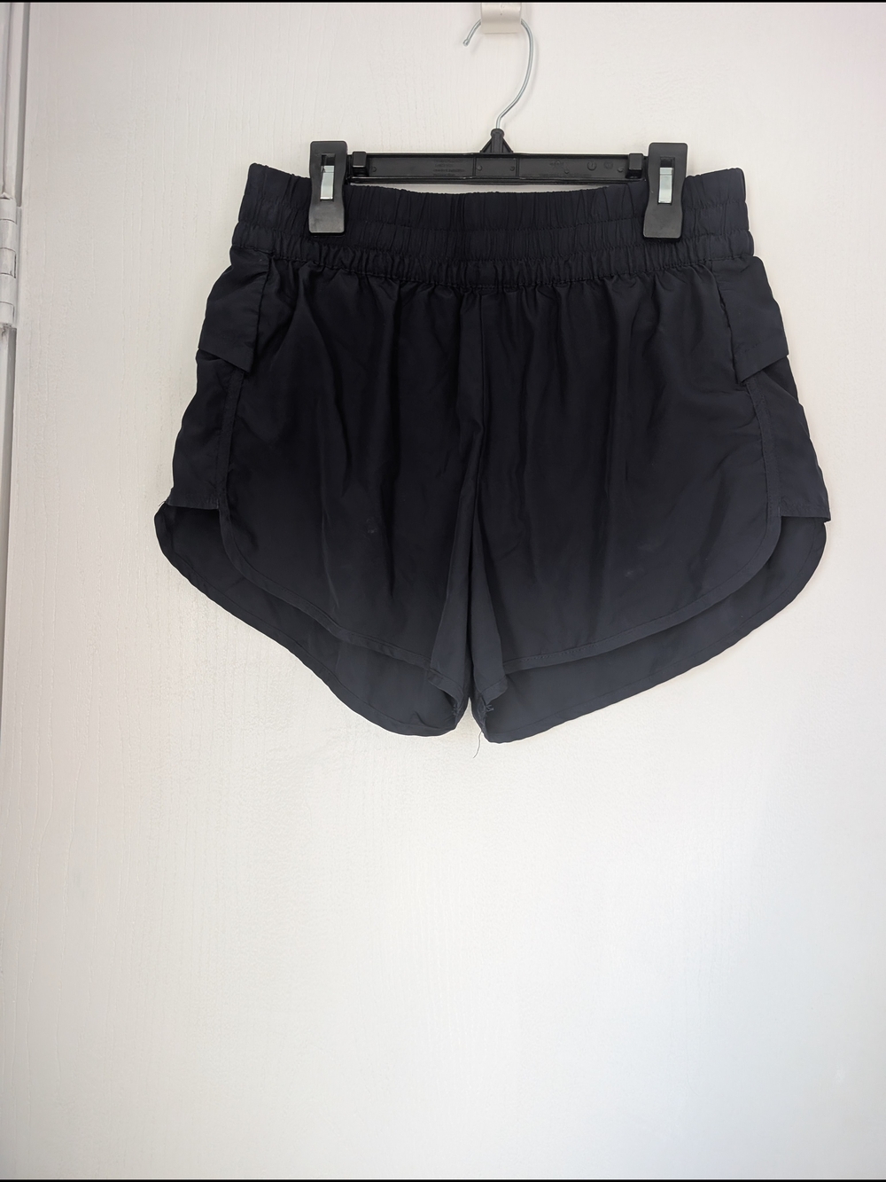 Women's Black Athletic Running Shorts with Elastic Waist